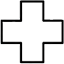 A medical cross symbol, often representing healthcare or first aid services