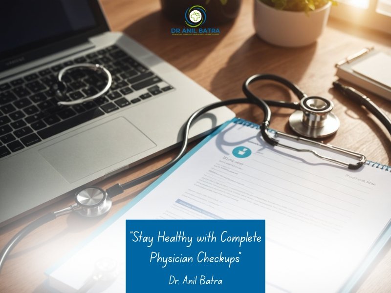 A stethoscope resting on a clipboard with medical documents, a laptop, and a potted plant on a wooden desk, with sunlight streaming in.